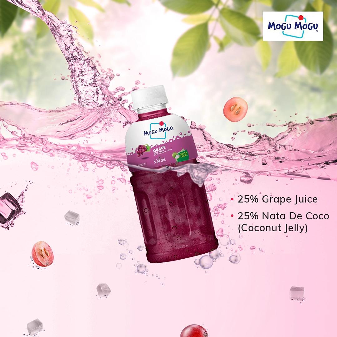 Mogu Mogu Grape Juice 25% with Nata De Coco 320ml (Pack of 6)