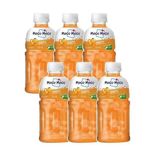 Mogu Mogu Orange Juice 25% with Nata De Coco 320ml (Pack of 6)