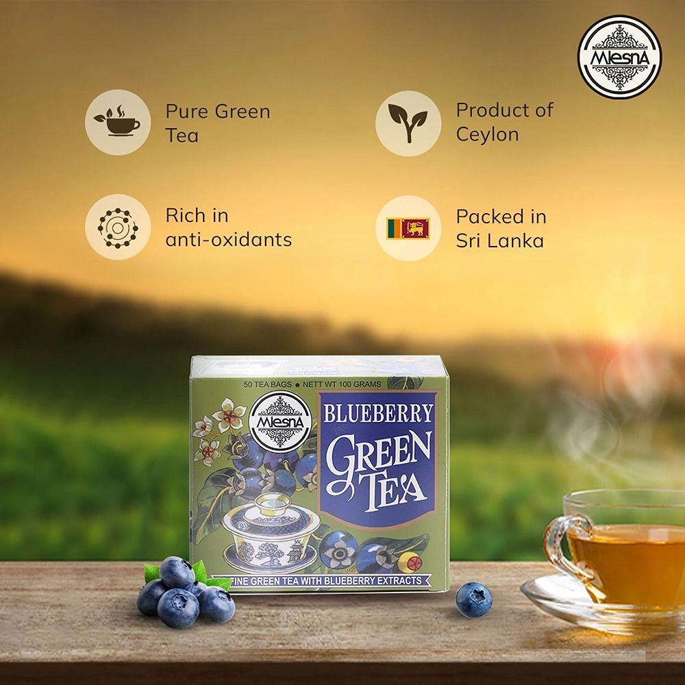 Mlesna Blueberry Green Tea Flavoured Green Tea Bag 200g (100g x 2) (Pack of 2) (100g each)