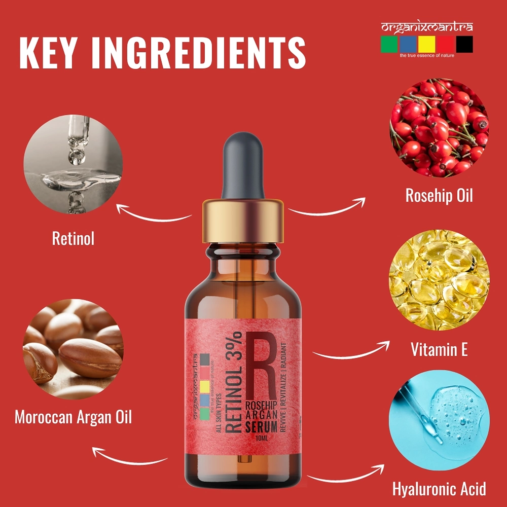 Organix Mantra Retinol Serum 3% With HA, Rosehip Oil, Nourishing, Anti-Aging, 10Ml