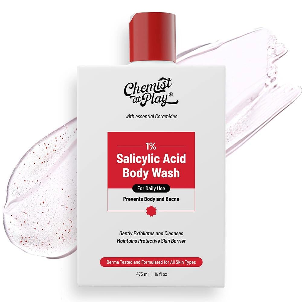 Chemist at Play Acne Control Body Wash with Ceramides, 3% Pentavitin + 1% Salicylic Acid | For Sweaty, Oily, Normal & Dry Skin | For Back Acne (Bacne), Bumpy Texture & Smooth Skin Texture | 473 ml