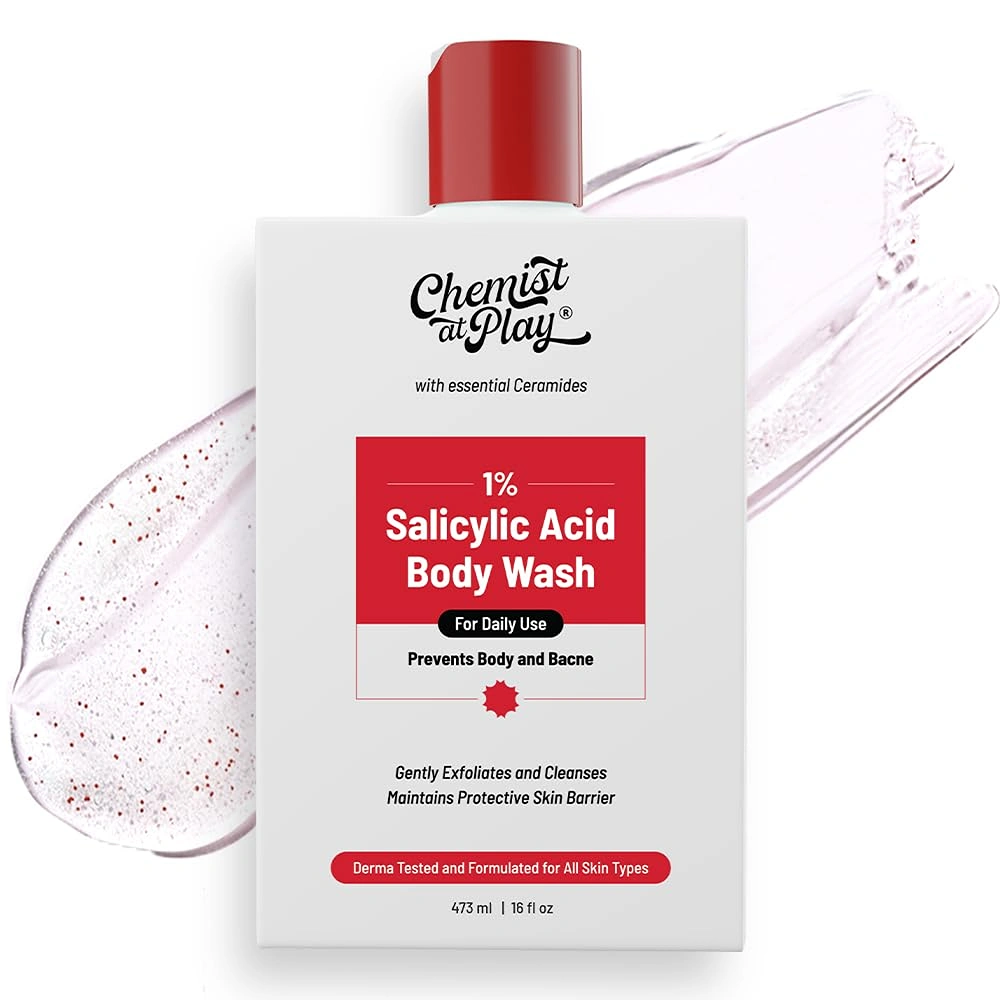 Chemist at Play Acne Control Body Wash with Ceramides, 3% Pentavitin + 1% Salicylic Acid | For Sweaty, Oily, Normal & Dry Skin | For Back Acne (Bacne), Bumpy Texture & Smooth Skin Texture | 473 ml