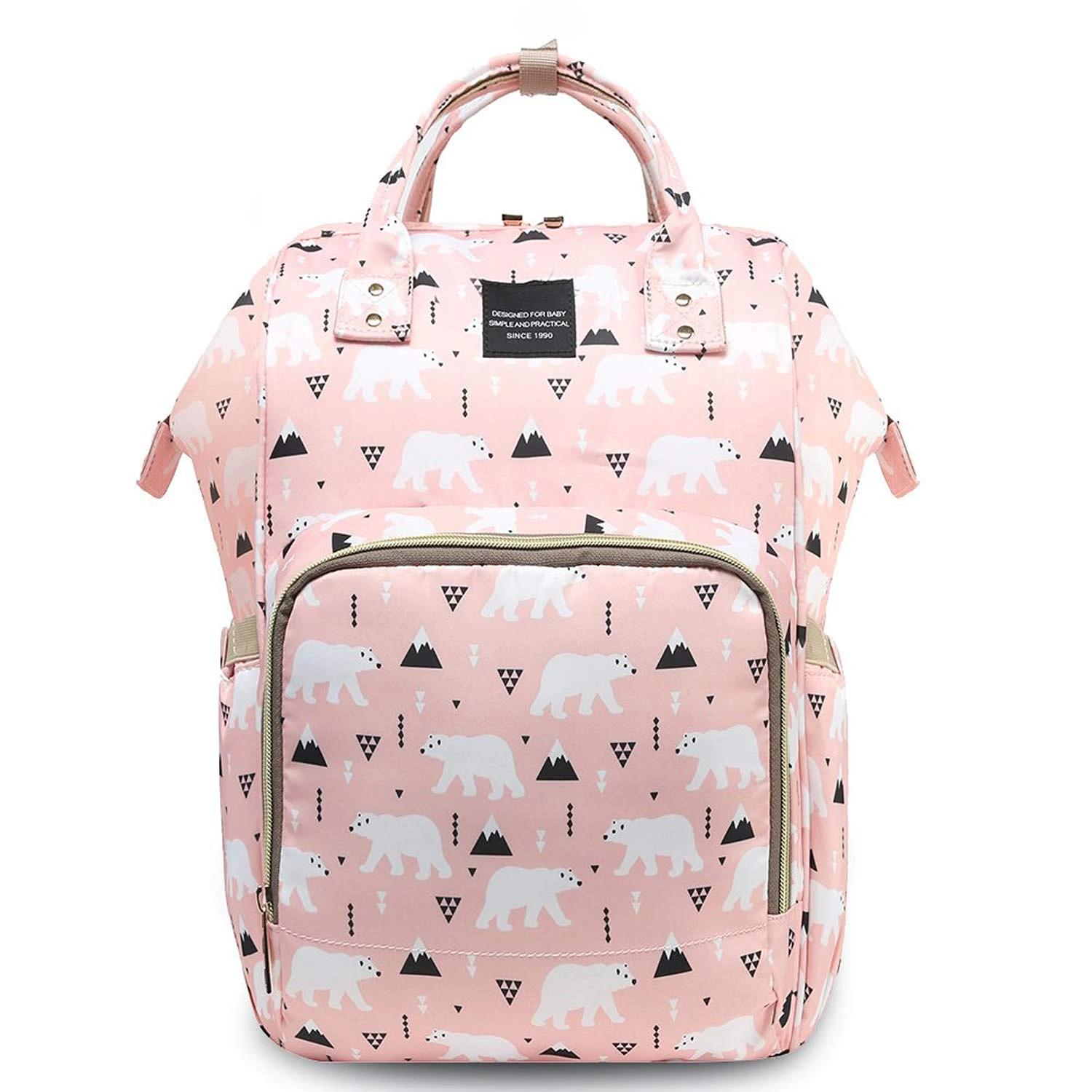 House Of Quirk Bear Baby Diaper Bag/Maternity Backpack - Light Pink