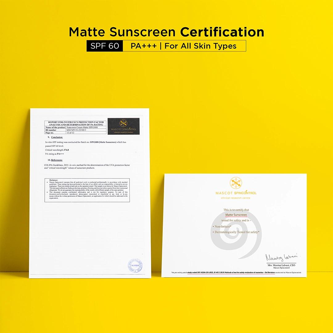 SunScoop Matte Sunscreen Cream SPF 60 PA+++ | No White Cast | For Dry, Oily & Normal Skin Types | Matte Finish | Ultra-Lightweight & Quick-Absorbing, Water & Sweat Resistant | 45g