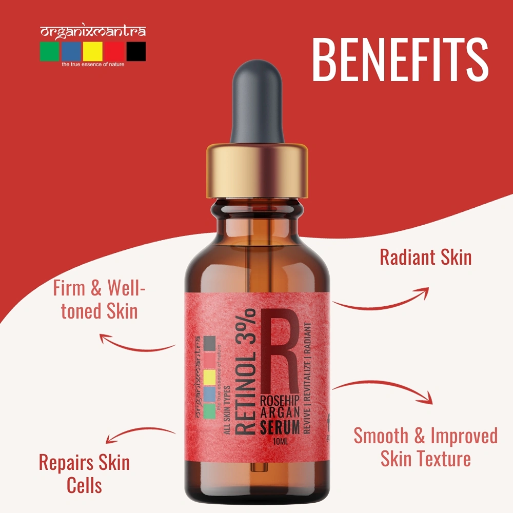 Organix Mantra Retinol Serum 3% With HA, Rosehip Oil, Nourishing, Anti-Aging, 10Ml