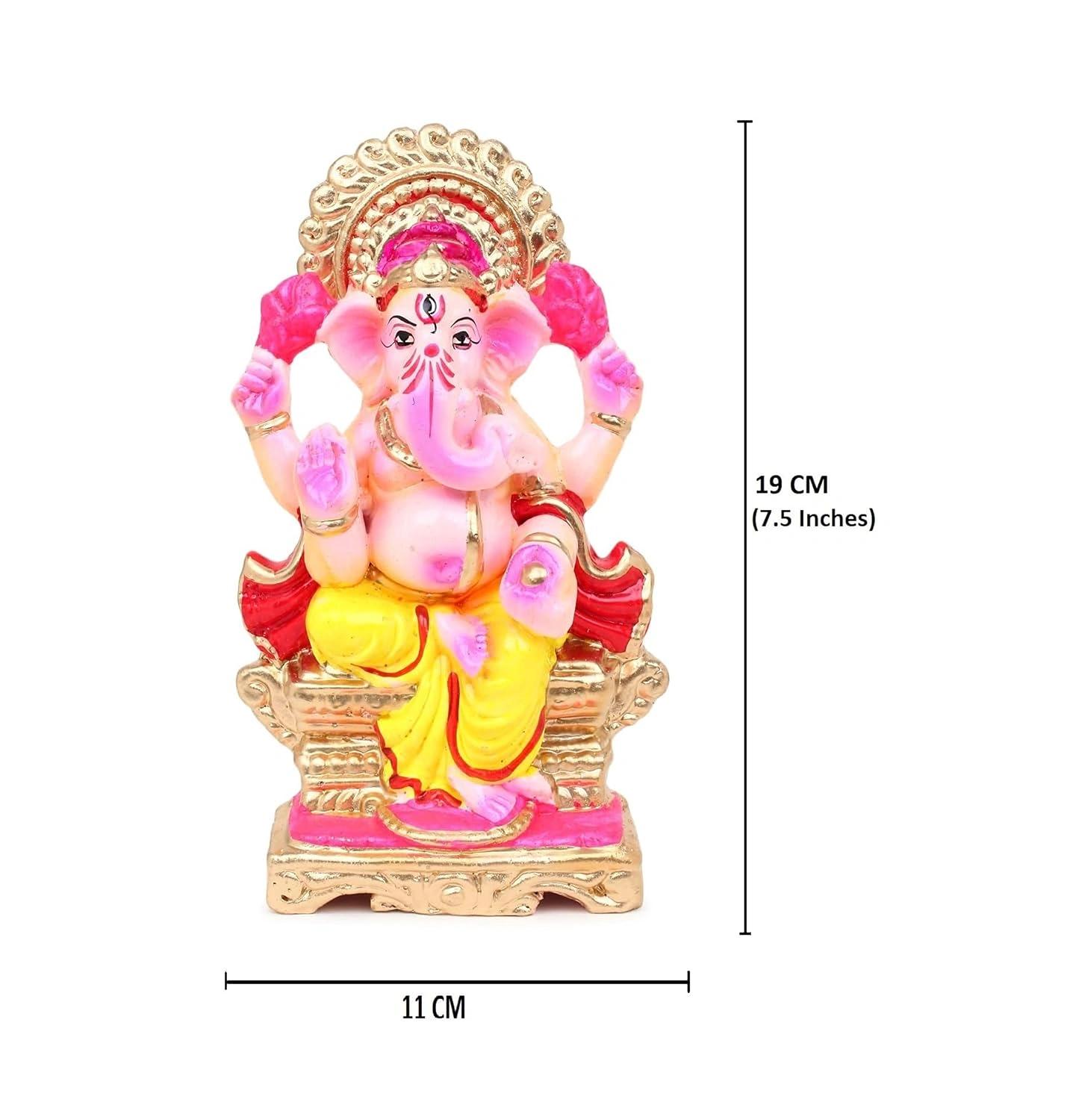 KSI Eco friendly Ganesha idol, Ganpati murti for home visarjan, Water Soluble Ganpati Idol (7.5 Inches,  Mukut Ganesh Full Paint)