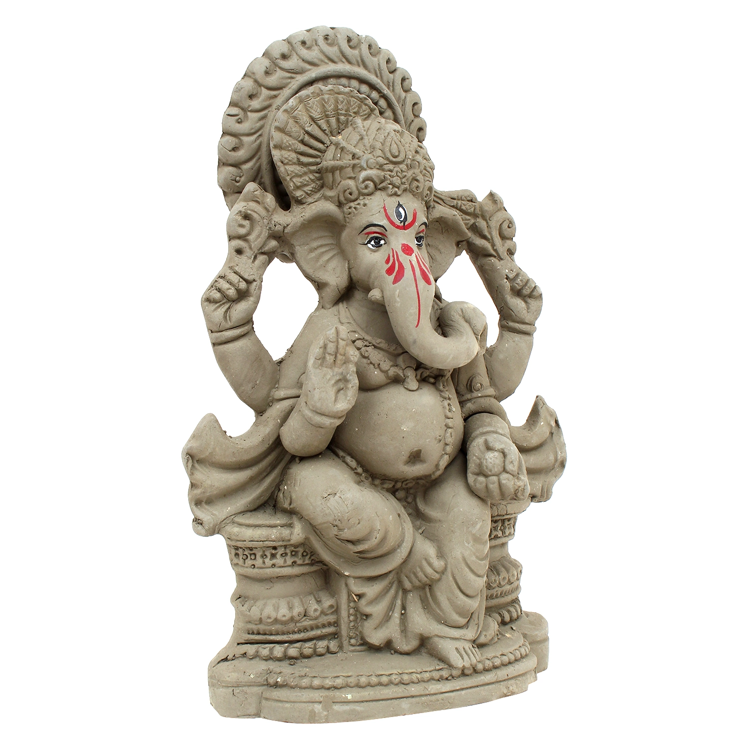 KSI Eco friendly Ganesha idol, Ganpati murti for home visarjan, Water Soluble Ganpati Idol (7.5 Inches,  Pagdi Ganesh Without Paint)