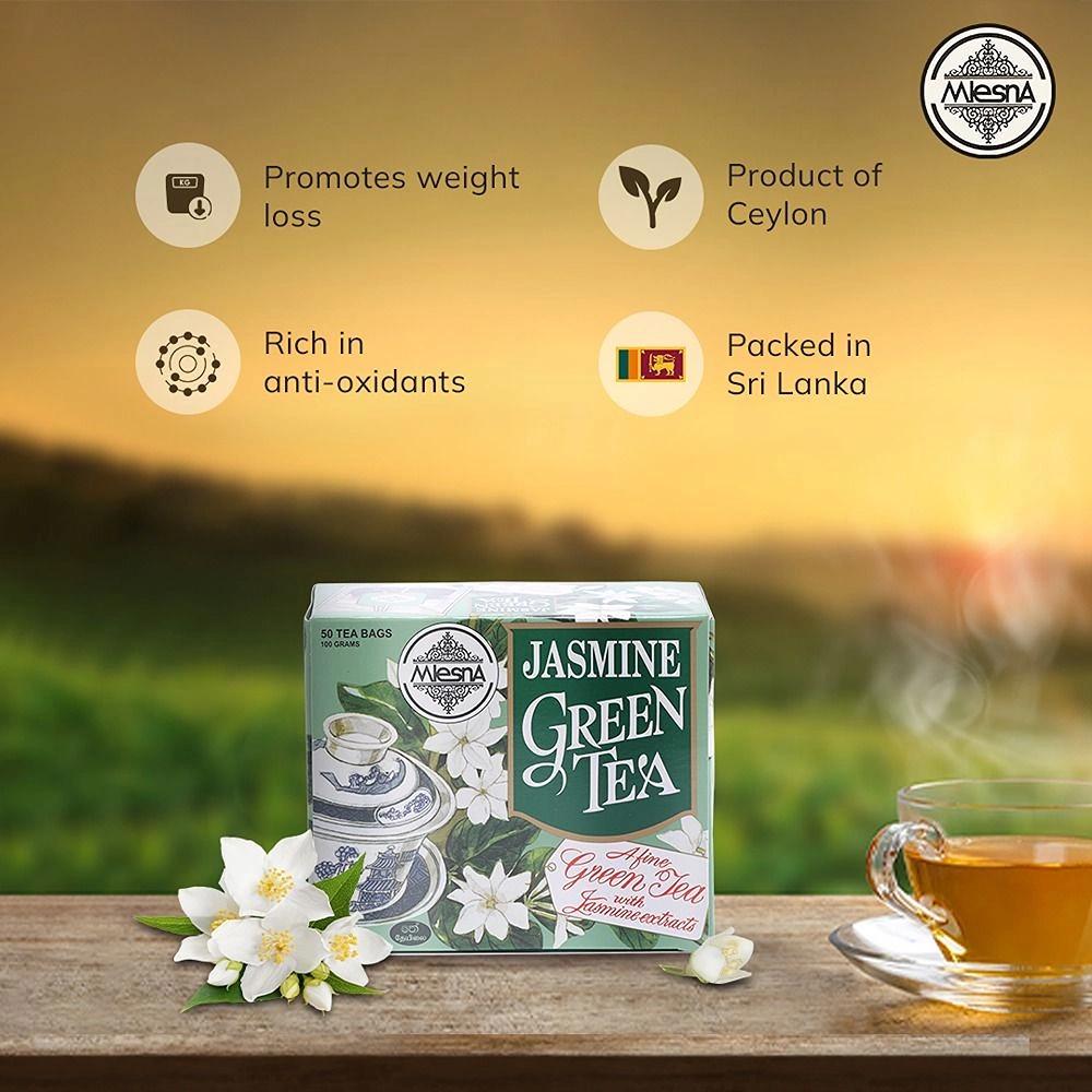 Mlesna Jasmine Green Tea 100 (50 x 2g) Flavoured Green Tea Bag (Pack of 1)