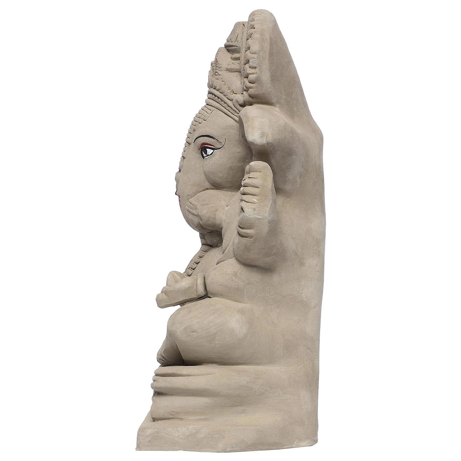 KSI Eco friendly Ganesha idol, Ganpati murti for home visarjan, Water Soluble Ganpati Idol (9 Inches, Ekdant Dagdusheth Ganesh Mukut)