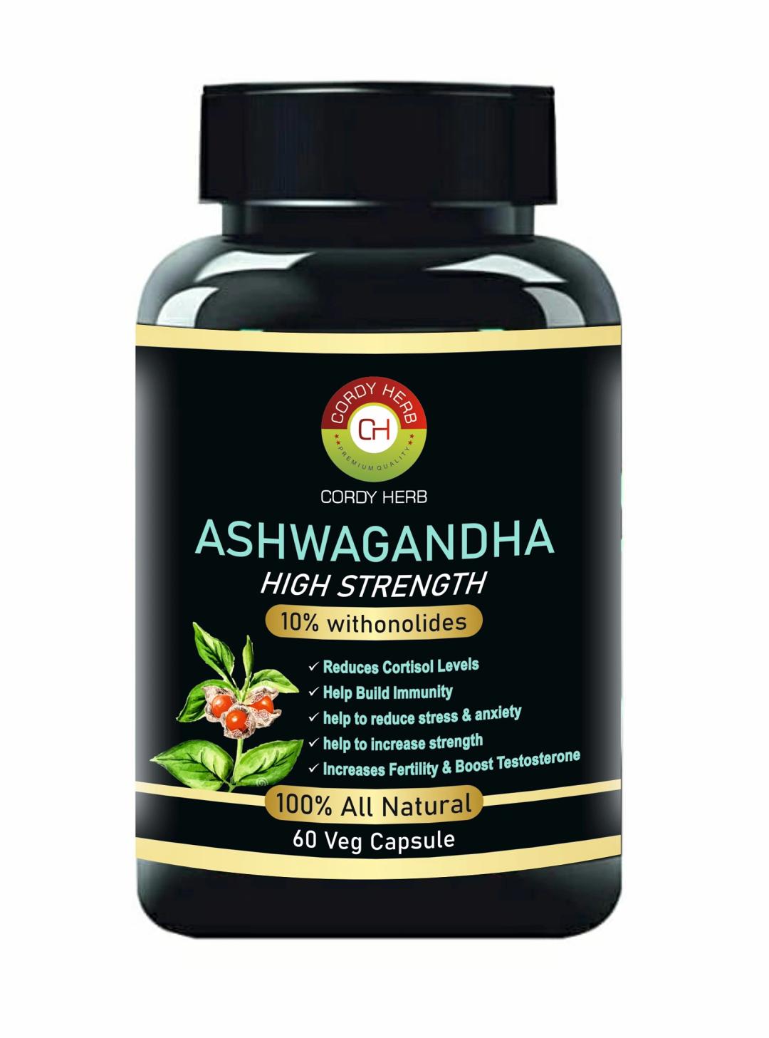 CORDY HERB Ashwagandha Extract | Improves Muscles Strength | General Wellness Capsules | Energy And Immunity Booster | 30 Veg Capsules