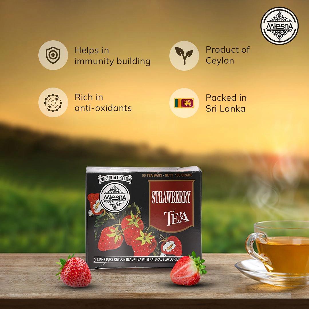 Mlesna Strawberry Tea Bag 200g (100g x 2) (Pack of 2) (100g each)