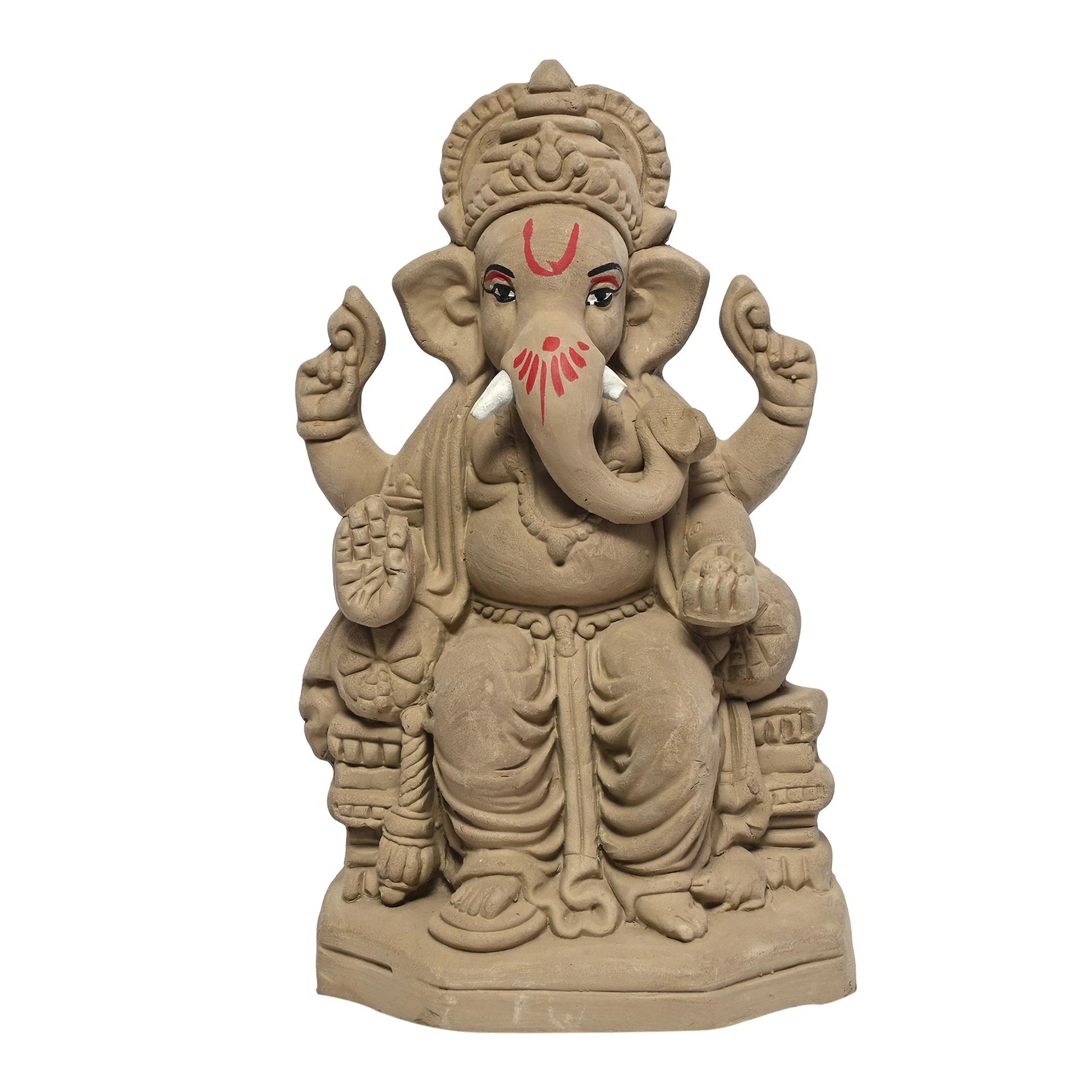KSI Eco friendly Ganesha idol, Ganpati murti for home visarjan, Water Soluble Ganpati Idol (7 Inches, Lalbagh ka raja)