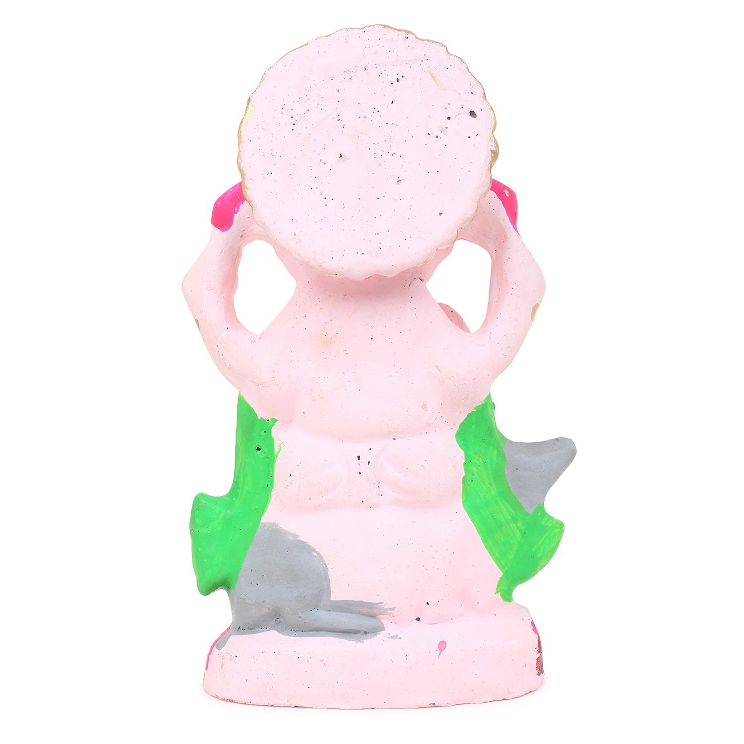 KSI Eco friendly Ganesha idol, Ganpati murti for home visarjan, Water Soluble Ganpati Idol (7.5 Inches,  Mushak Ganesh Full Paint)