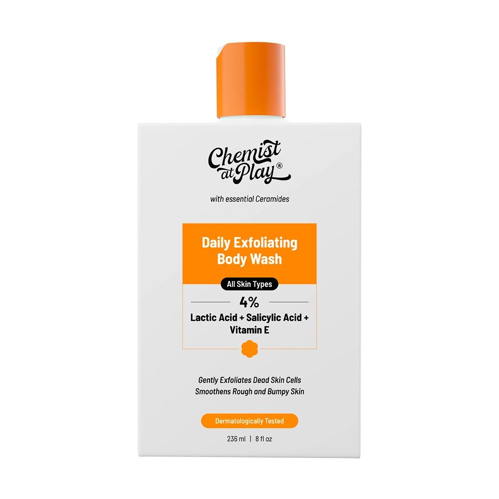 Chemist at Play Exfoliating Body Wash with Ceramides | 4% Lactic Acid + Salicylic Acid + Vitamin E | For Rough & Bumpy Skin | Gently Exfoliates & Makes Skin Smooth | 236 ml