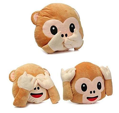 DEARJOY Monkey Head Pillow Soft Toy - Brown, 32 cm