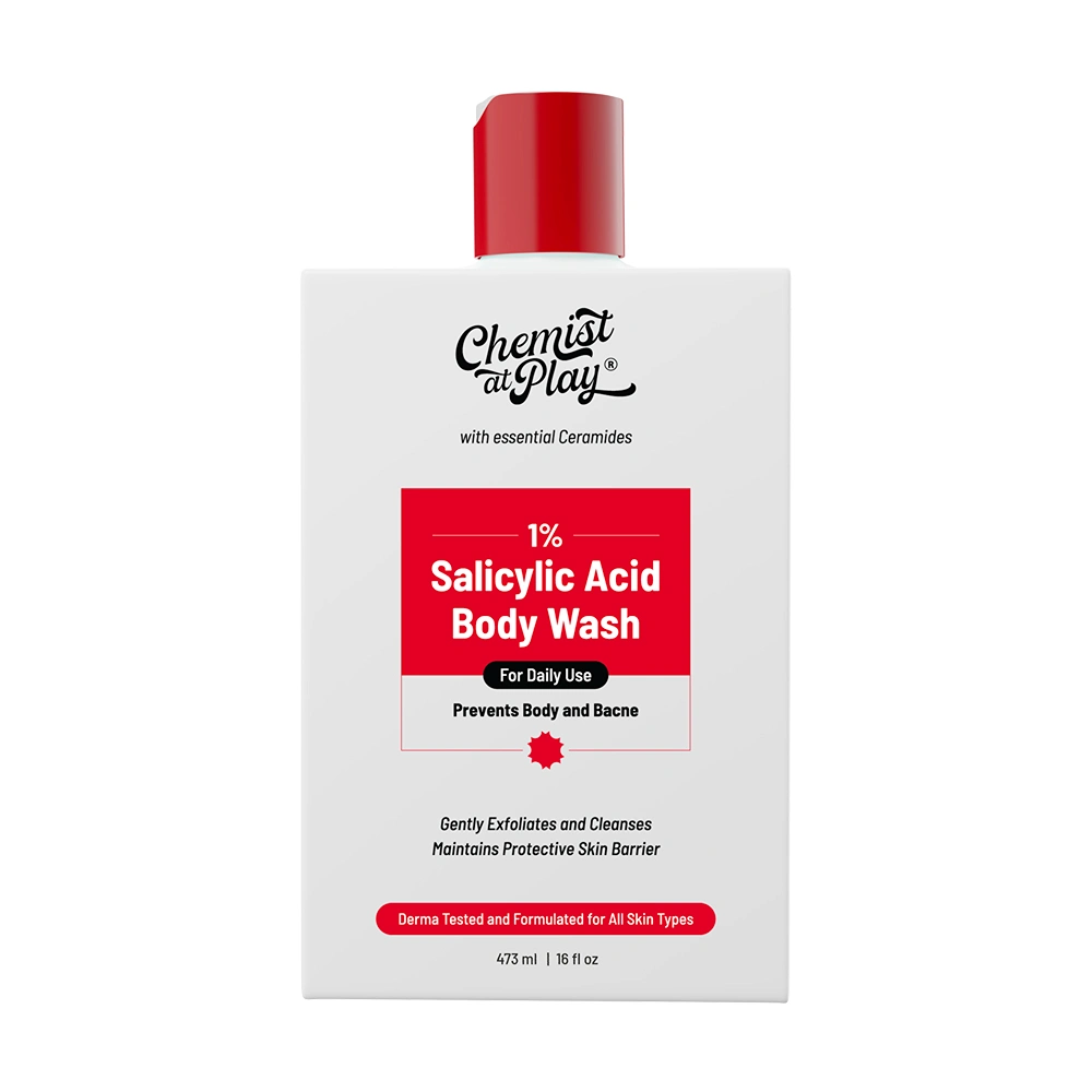 Chemist at Play Acne Control Body Wash with Ceramides | 3% Pentavitin + 1% Salicylic Acid | For Sweaty, Oily, Normal & Dry Skin | For Back Acne (Bacne), Bumpy Texture & Smooth Skin Texture | 236 ml