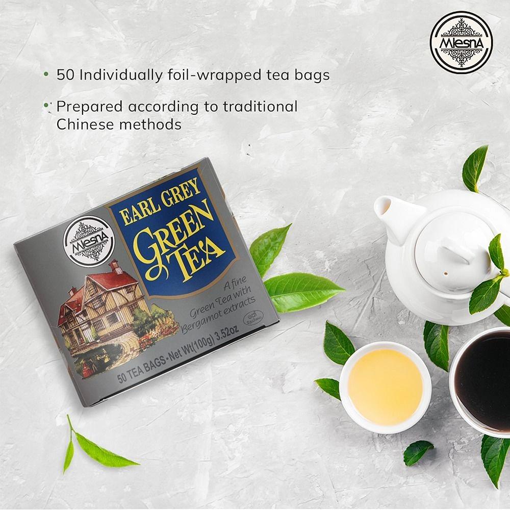 Mlesna Earl Grey Green Tea Flavoured Green Tea Bag 200g (100g x 2) (Pack of 2) (100g each)