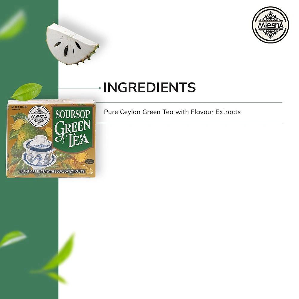 Mlesna Soursop Green Tea 100g (50 x 2g) Flavoured Green Tea Bag (Pack of 1)