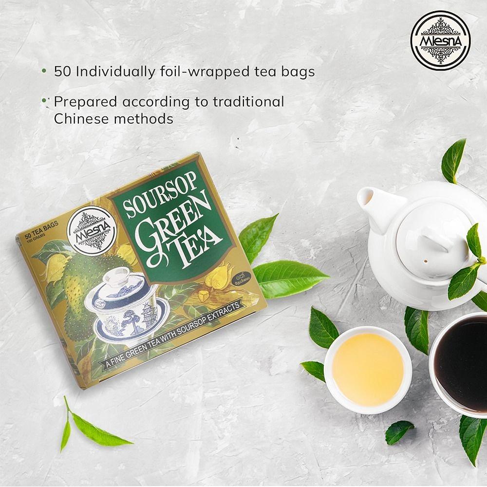 Mlesna Soursop Green Tea 100g (50 x 2g) Flavoured Green Tea Bag (Pack of 1)