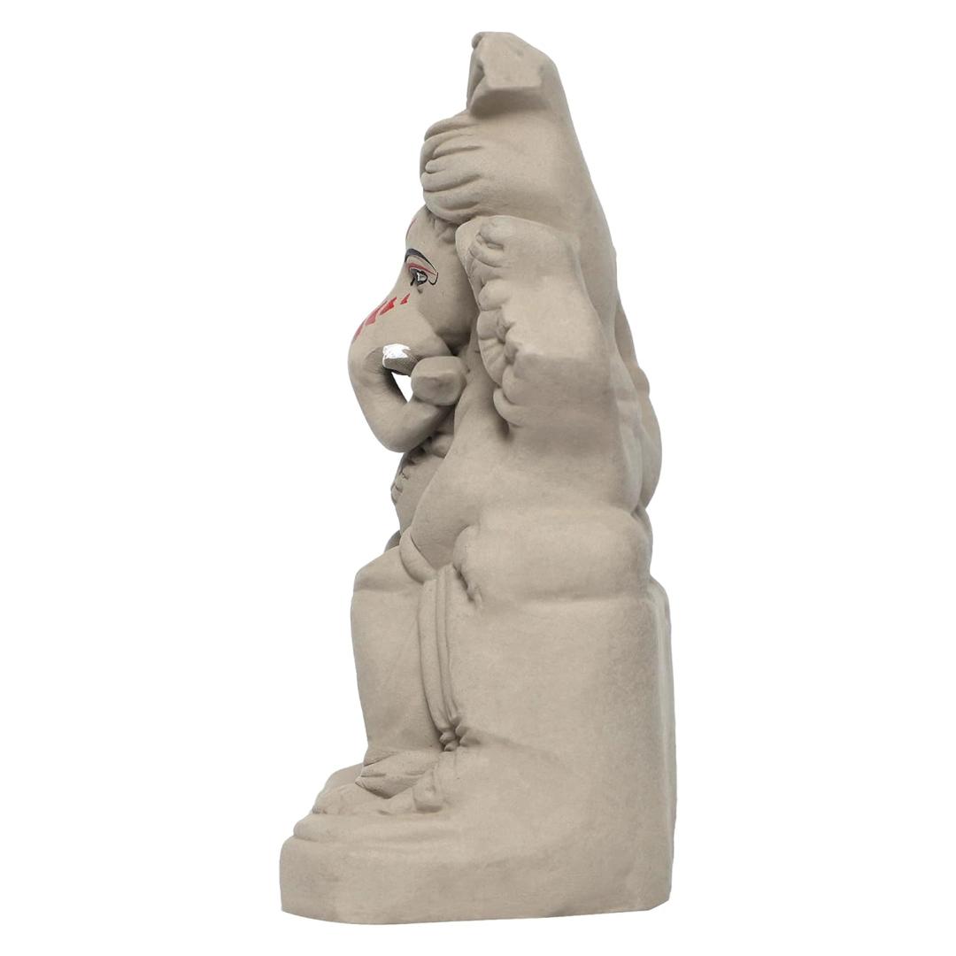 KSI Eco friendly Ganesha idol, Ganpati murti for home visarjan, Water Soluble Ganpati Idol (6.7 Inches, Lal bagh ka raja)