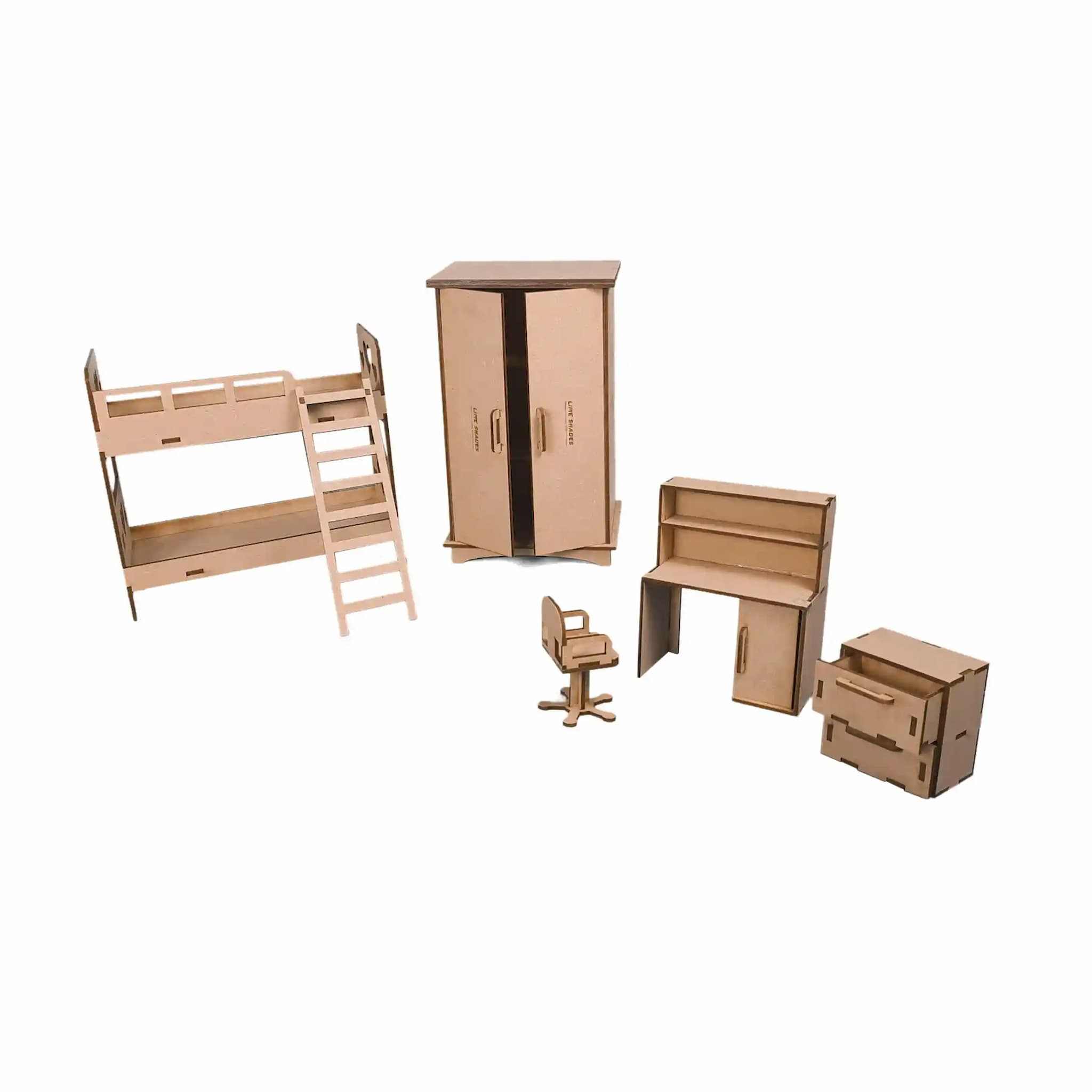Miniature Furniture Kids/Childrens Room Set (05 miniatures) for Dollhouse