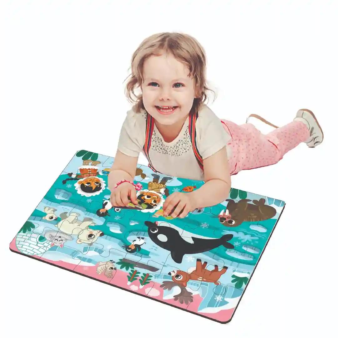 Mini Leaves Polar Adventure 48 Pieces Wooden Jigsaw Floor Puzzle with Wooden Box