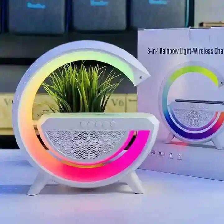 PAPASpace Wireless Speaker with Colorful Light Atmosphere LED Smart Light Lamp with Wireless Charger