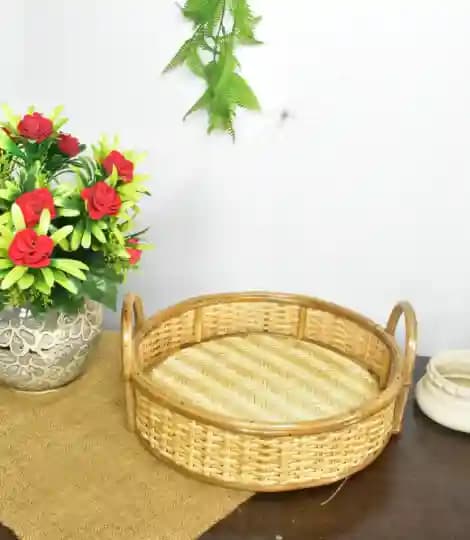 Cane Round Serving Trays