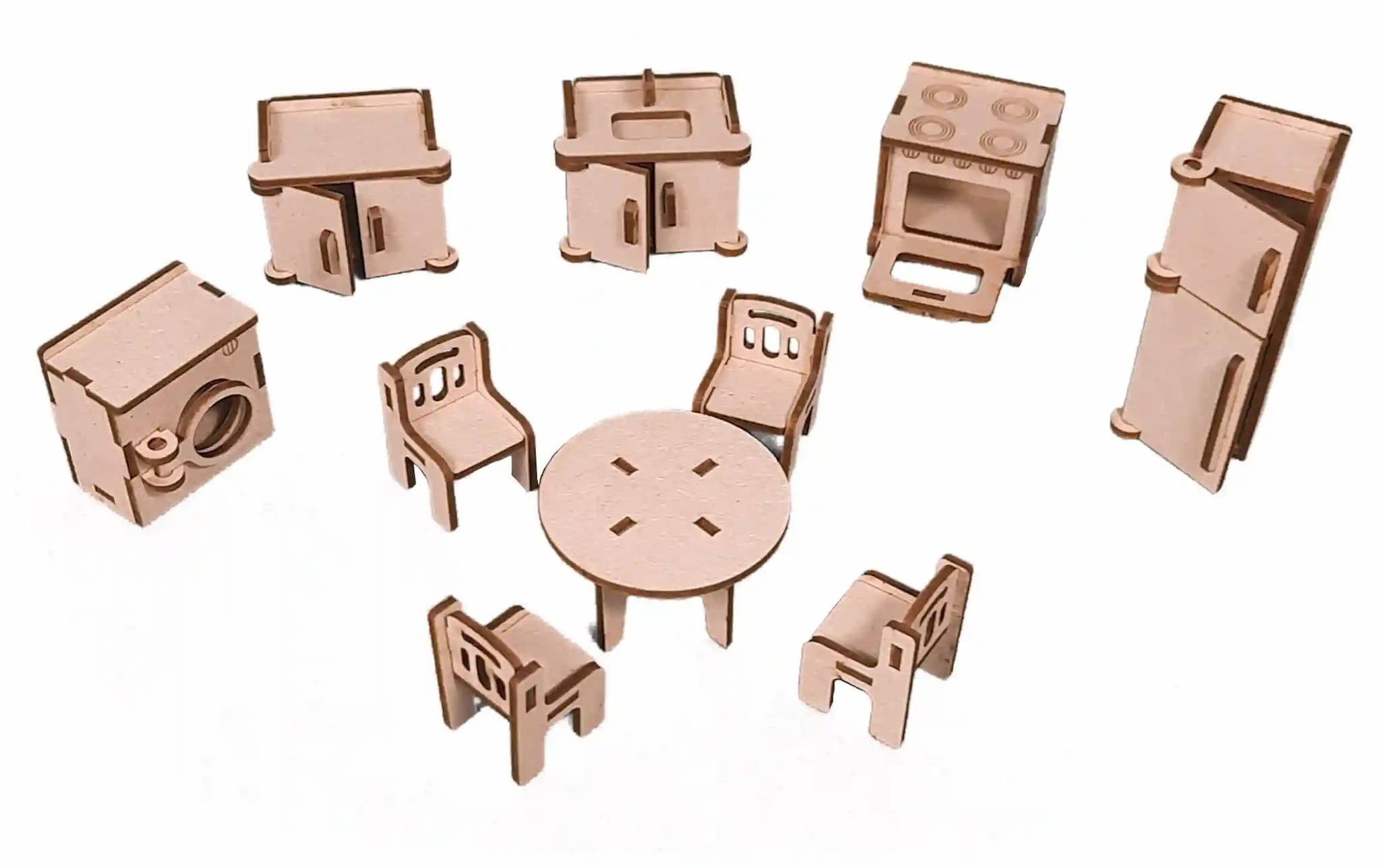 Mushroom Dollhouse with Set of 10 Miniature Furnitures