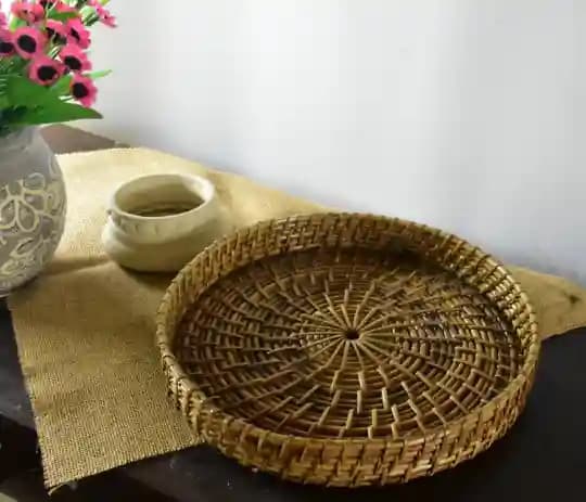 Cane Round Serving Trays