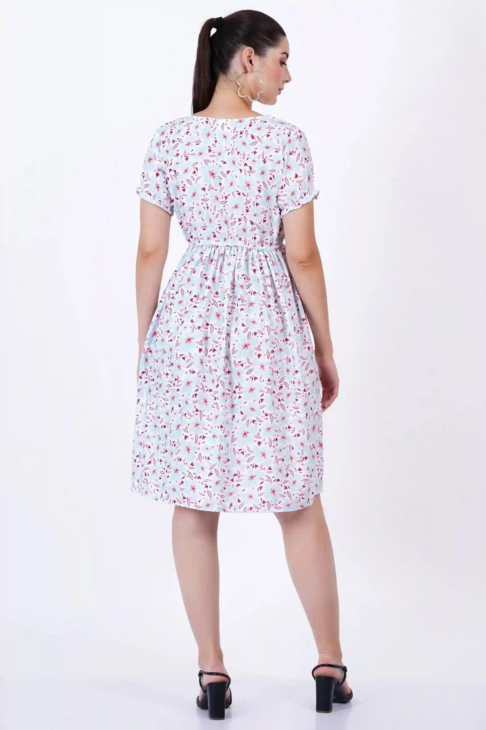 Floral Print Knee Length Dress for Women
