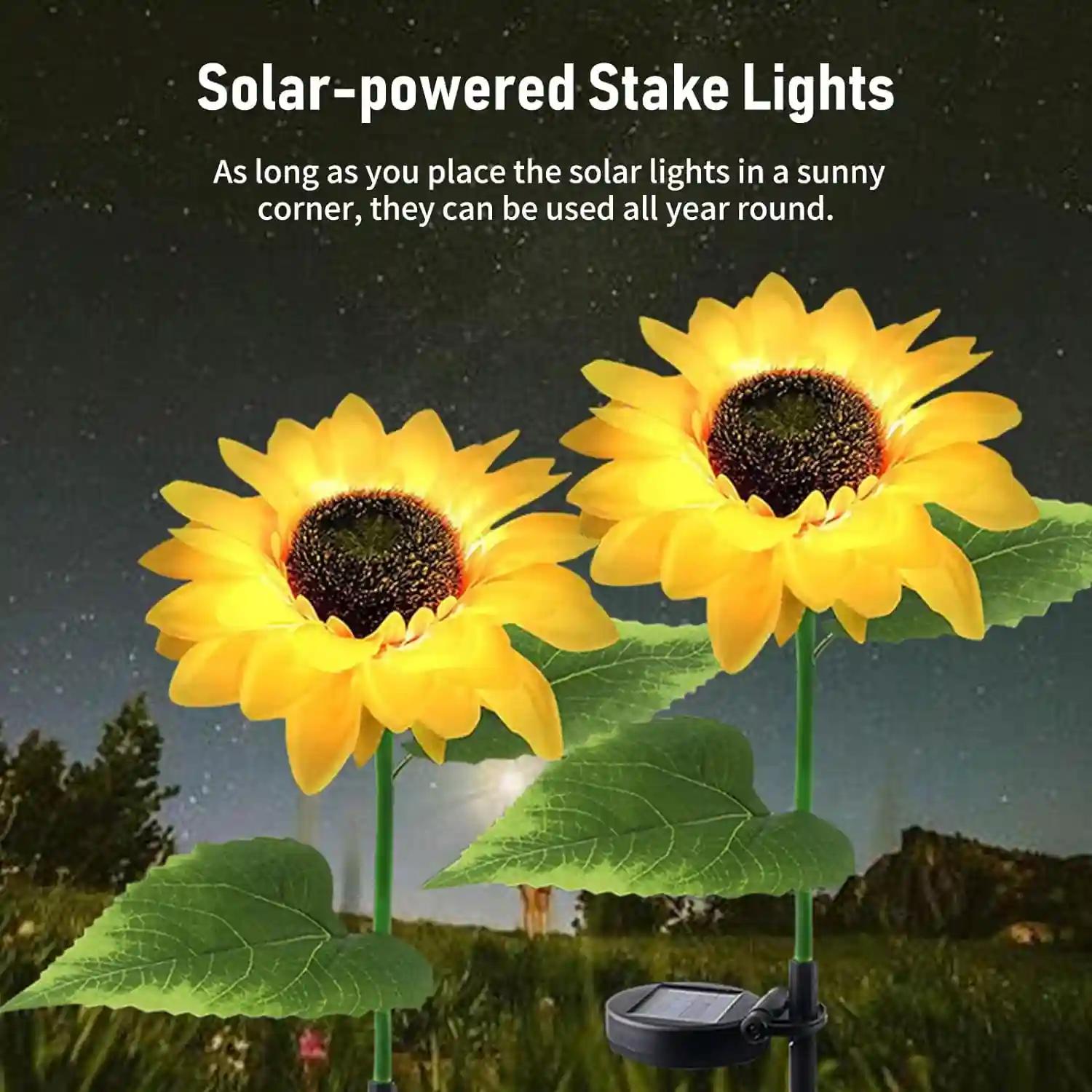 PAPASpace Pack of 1 Sun Flower Solar Garden LED Light for Yard Patio Waterproof