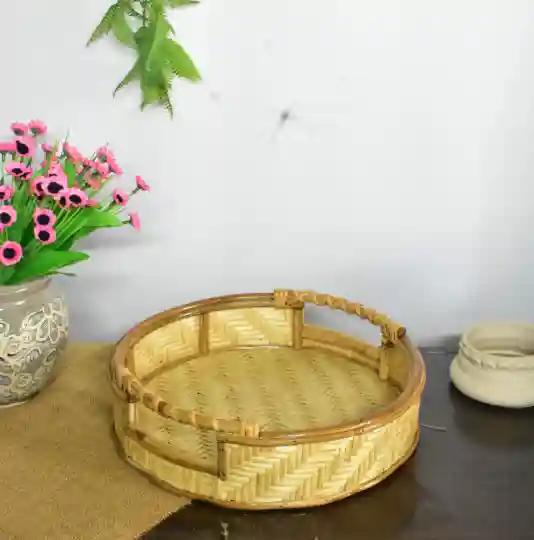 Cane Wood Round Basket