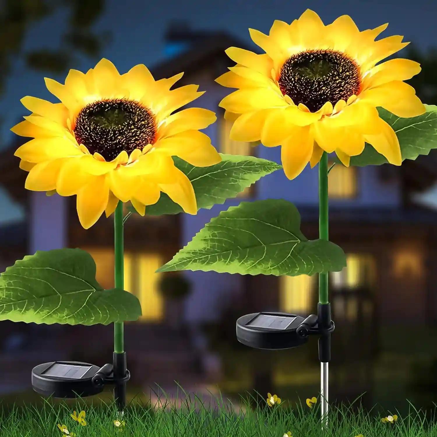 PAPASpace Pack of 1 Sun Flower Solar Garden LED Light for Yard Patio Waterproof