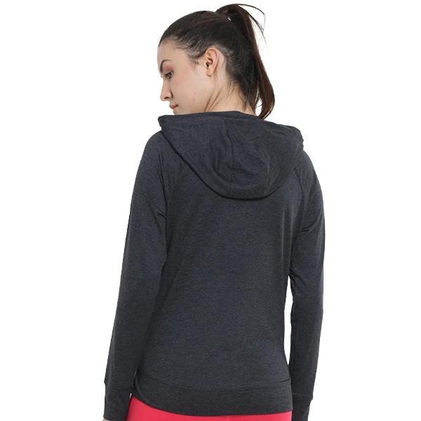 Women's Winter Hoody Jacket With Kangaroo Pocket - Black-Solid