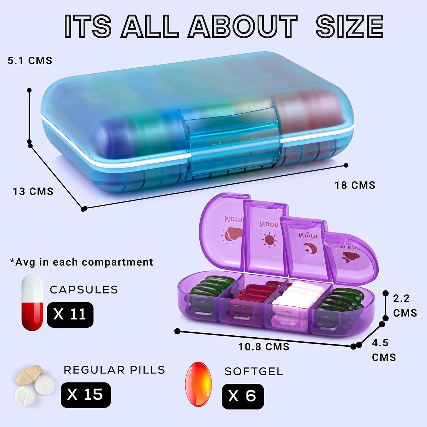 ABS & PP Plastic Weekly Pill Organizer 3 Times A Day, Medicine Organizer Box| Medicine Box, Portable Travel Pill Box Weekly With Large Compartments Moisture-Proof Pill Case For Vitamin, Medicine, Pills, Supplements