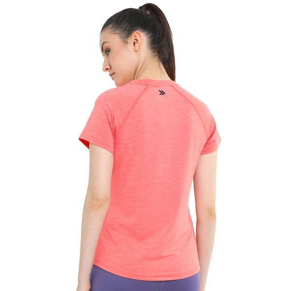 Women's Quick Dry Round Neck Gym T-Shirt - Peach
